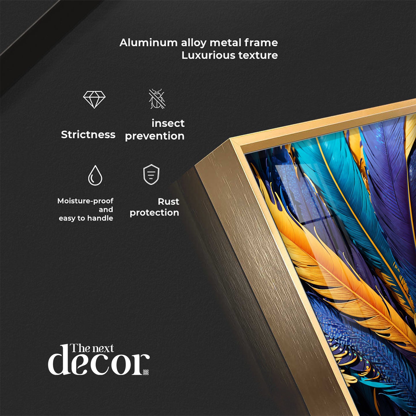 Feathered Radiance Glass Finish Vertical Wall Art