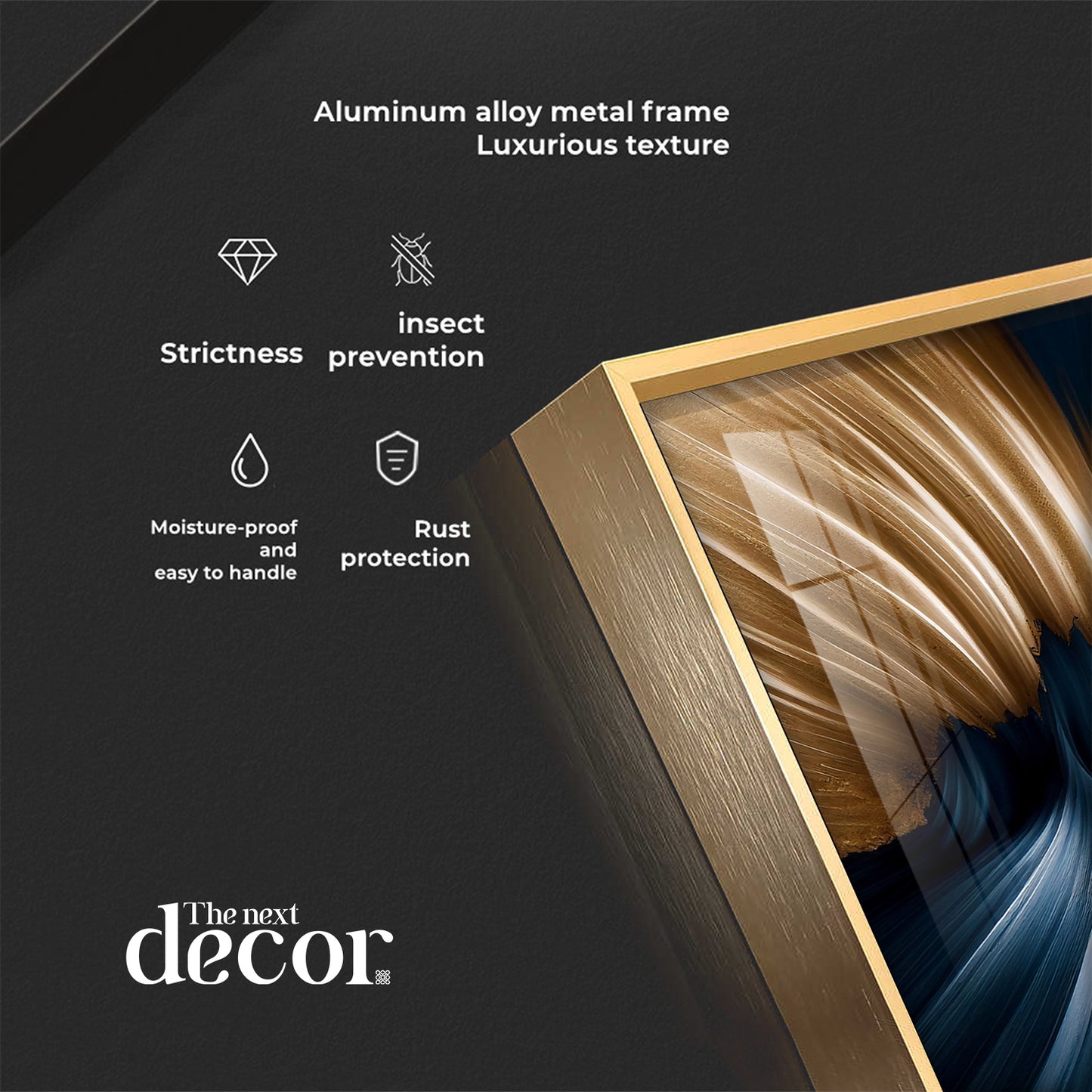 Golden Wave Serenity Glass Finish Vertical Wall Art