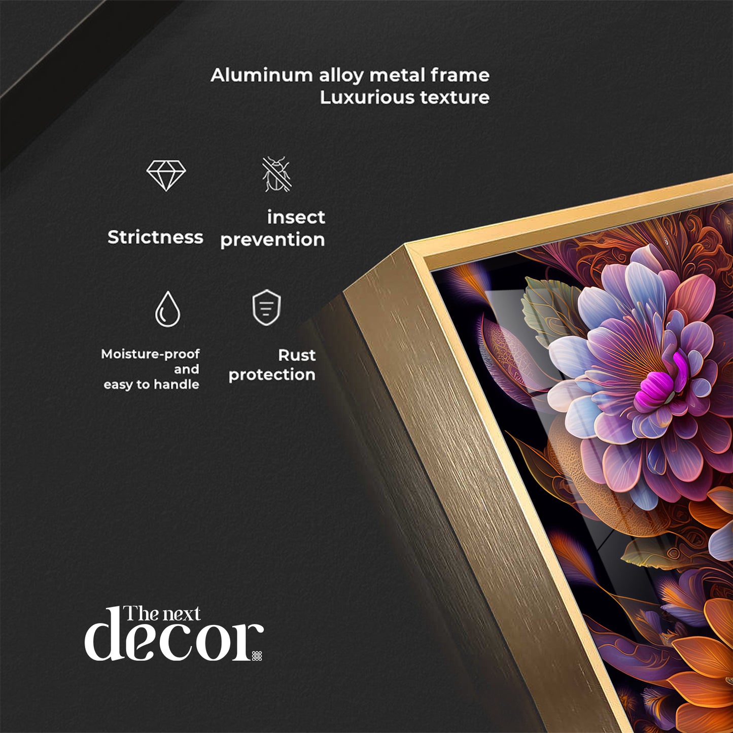 Floral Symphony Glass Finish Vertical Wall Art