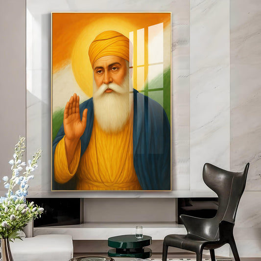 Guru Nanak Dev Ji Glass Finish Vertical Wall Art