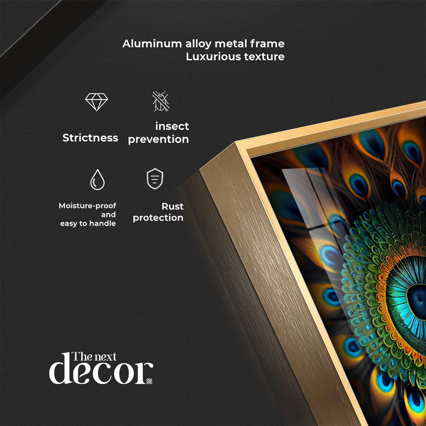 Peacock Prism Glass Finish Vertical Wall Art