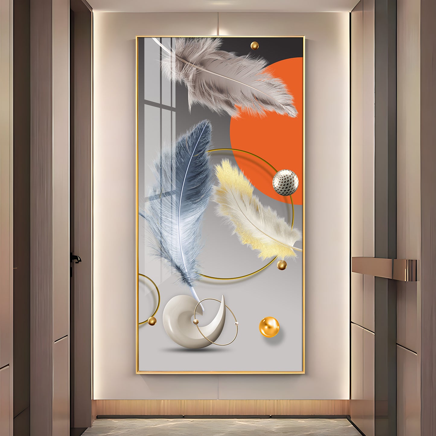 Shellscape Art Glass Finish Vertical Wall Art
