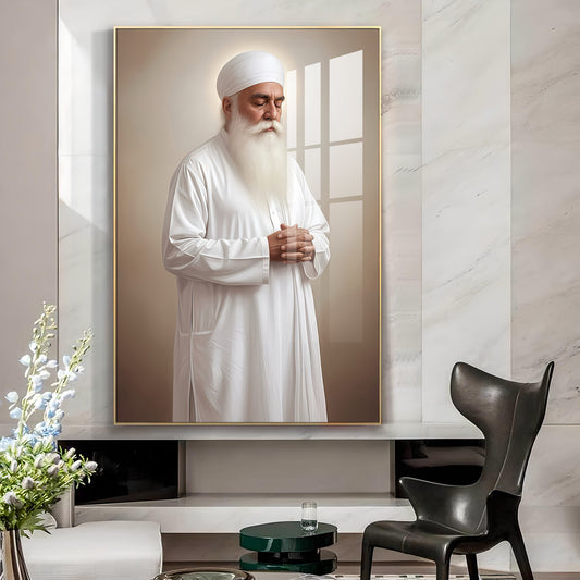 Bhai Chamanjeet Singh Ji Lal Glass Finish Vertical Wall Art