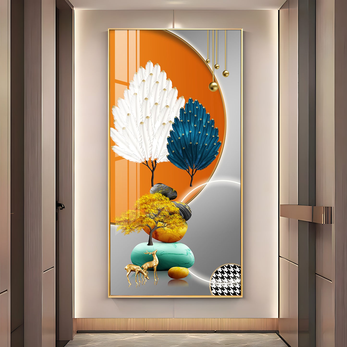 Orange Blossom Glass Finish Vertical Wall Art