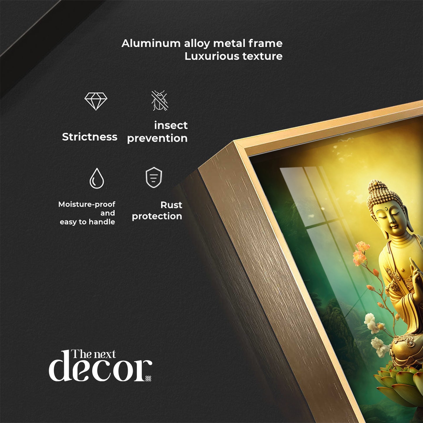 Buddha Lotus Harmony Glass Finish Vertical Wall Art