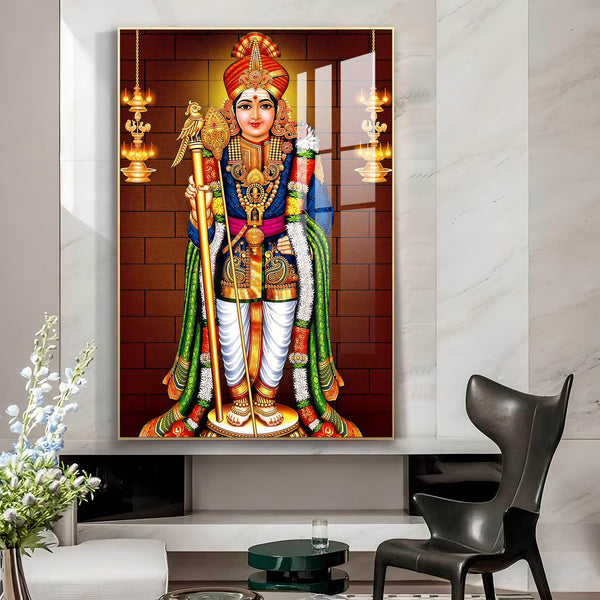 Divine Lord Murugan Spiritual Glass Finish Wall Art