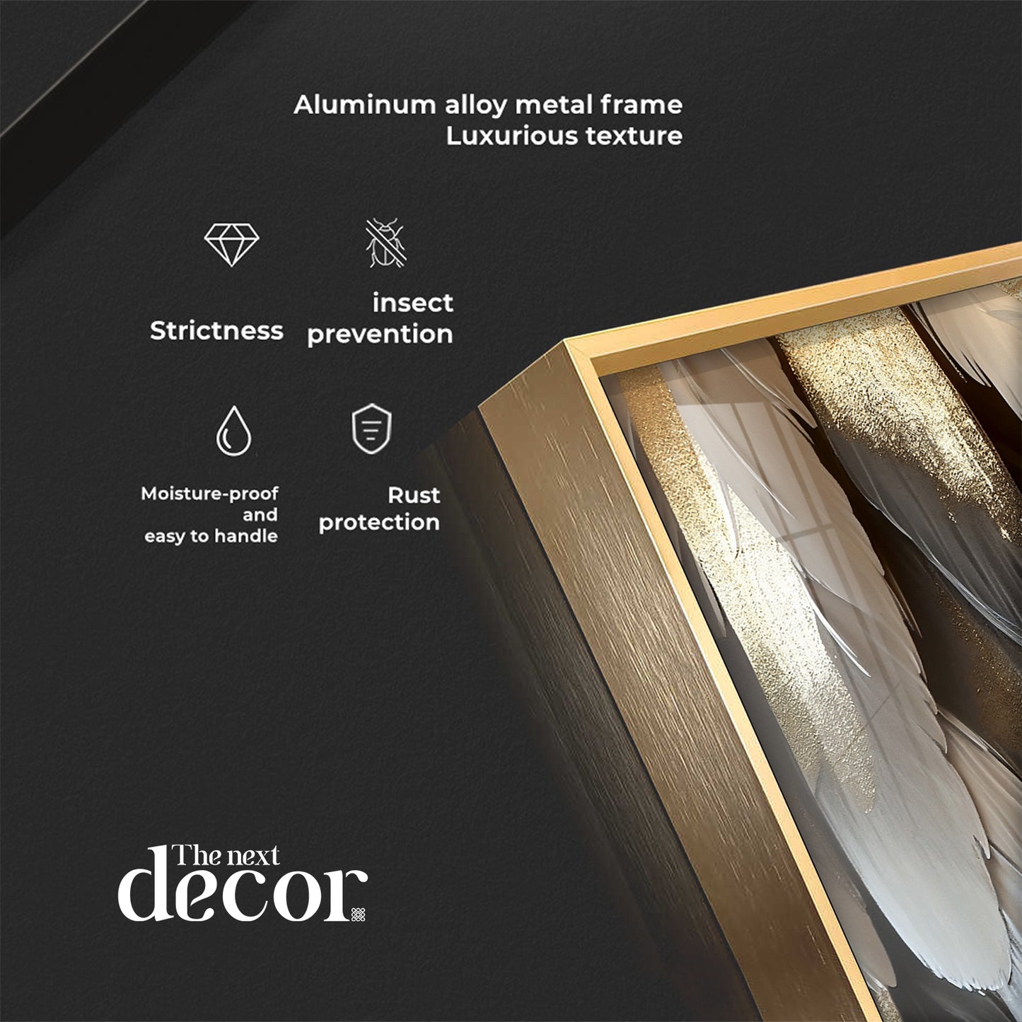 Golden Whisper Elegance Glass Finish Vertical Wall Art