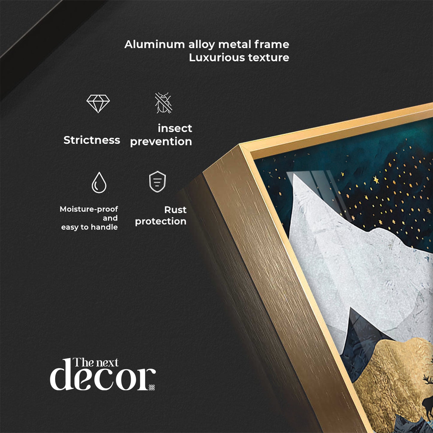 Moonlit Mountain Reverie Glass Finish Vertical Wall Art