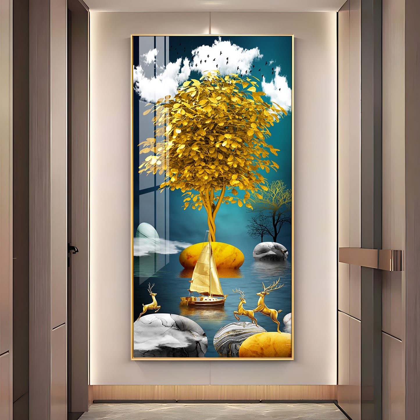 The Living Art Glass Finish Vertical Wall Art
