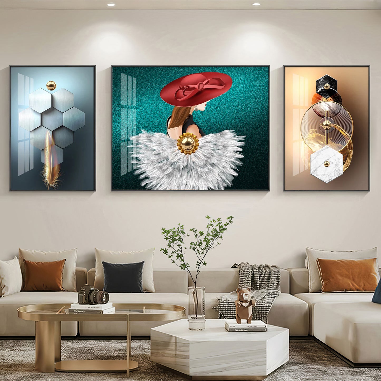 Retreat Abstract Glass Finish Wall Art (Set Of 3)