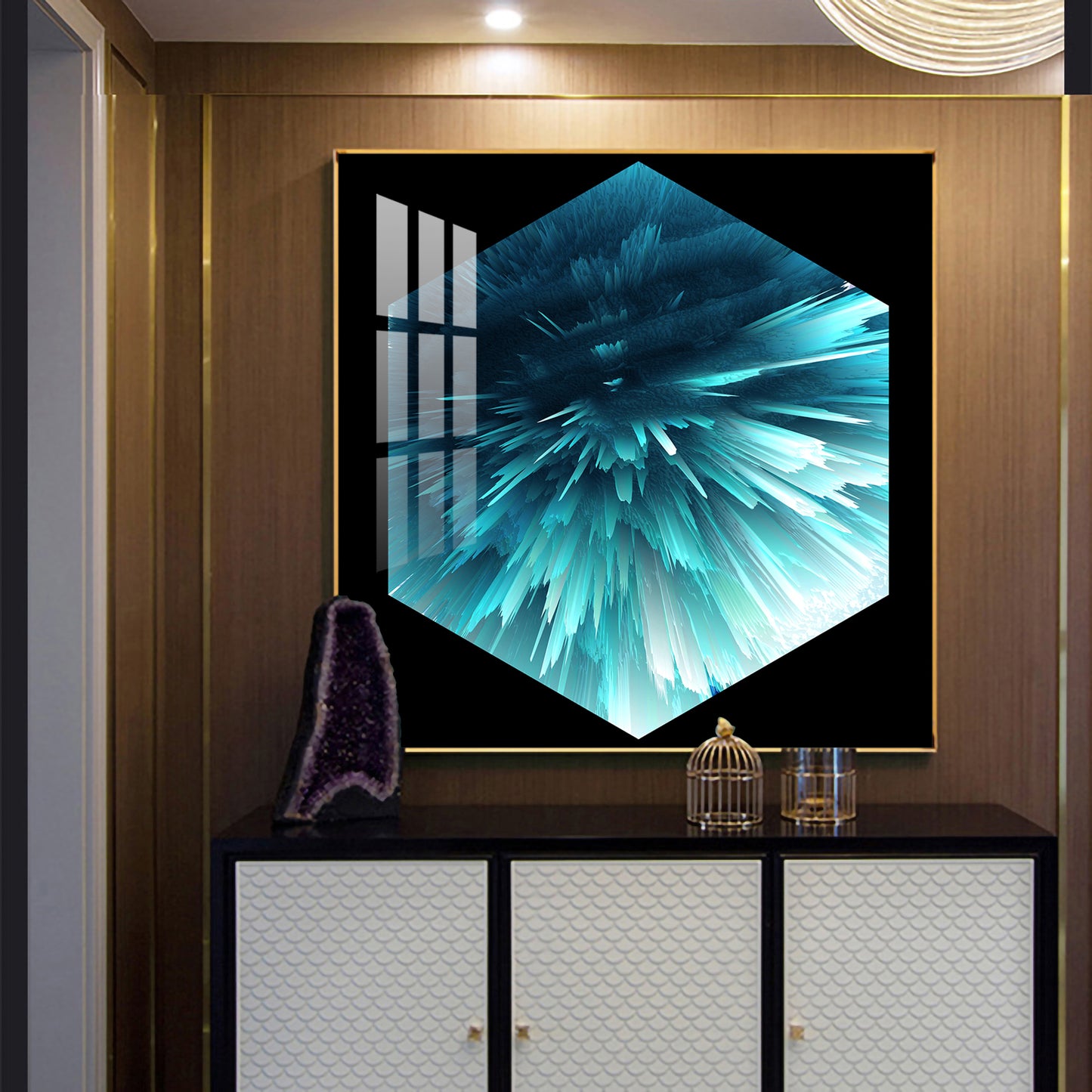 Oceanic Abstraction Glass Finish Square Wall Art