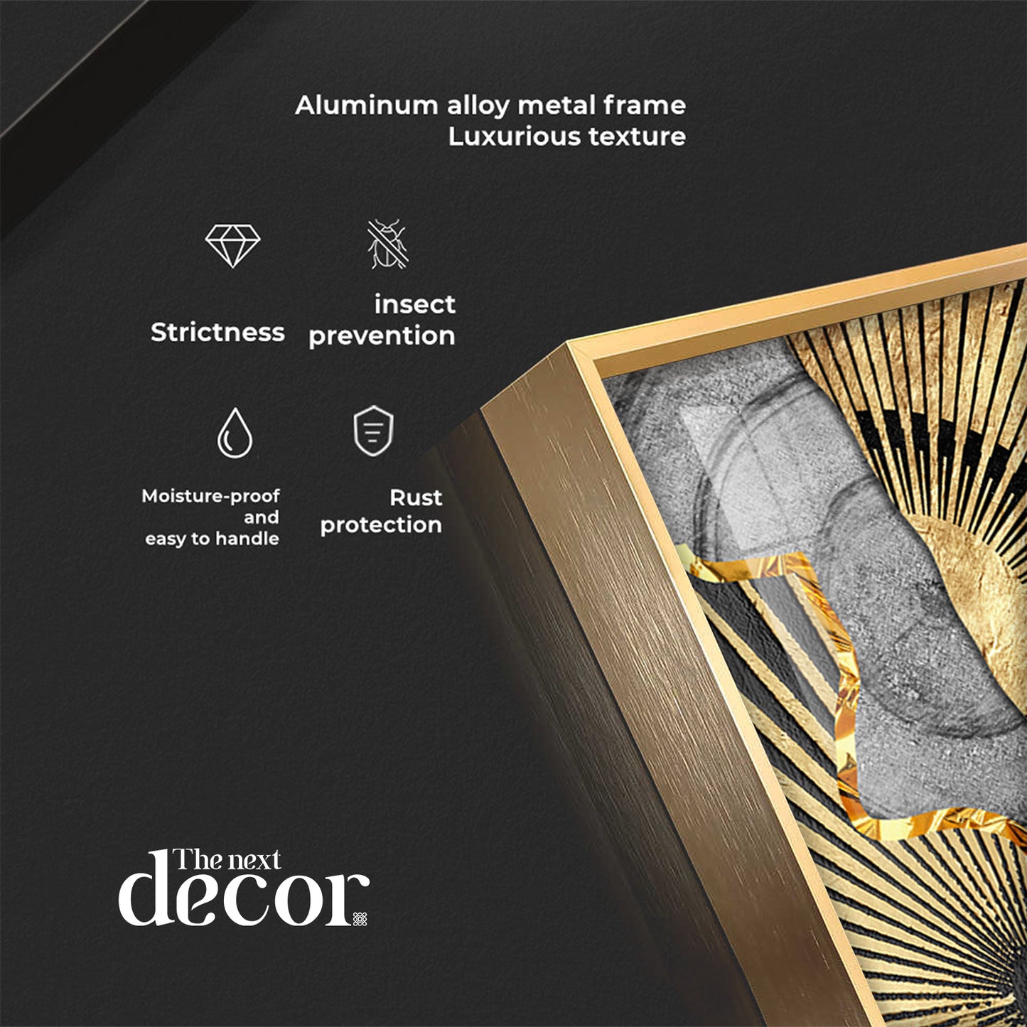 Golden Elegance Wall Decor Glass Finish Vertical Wall Art