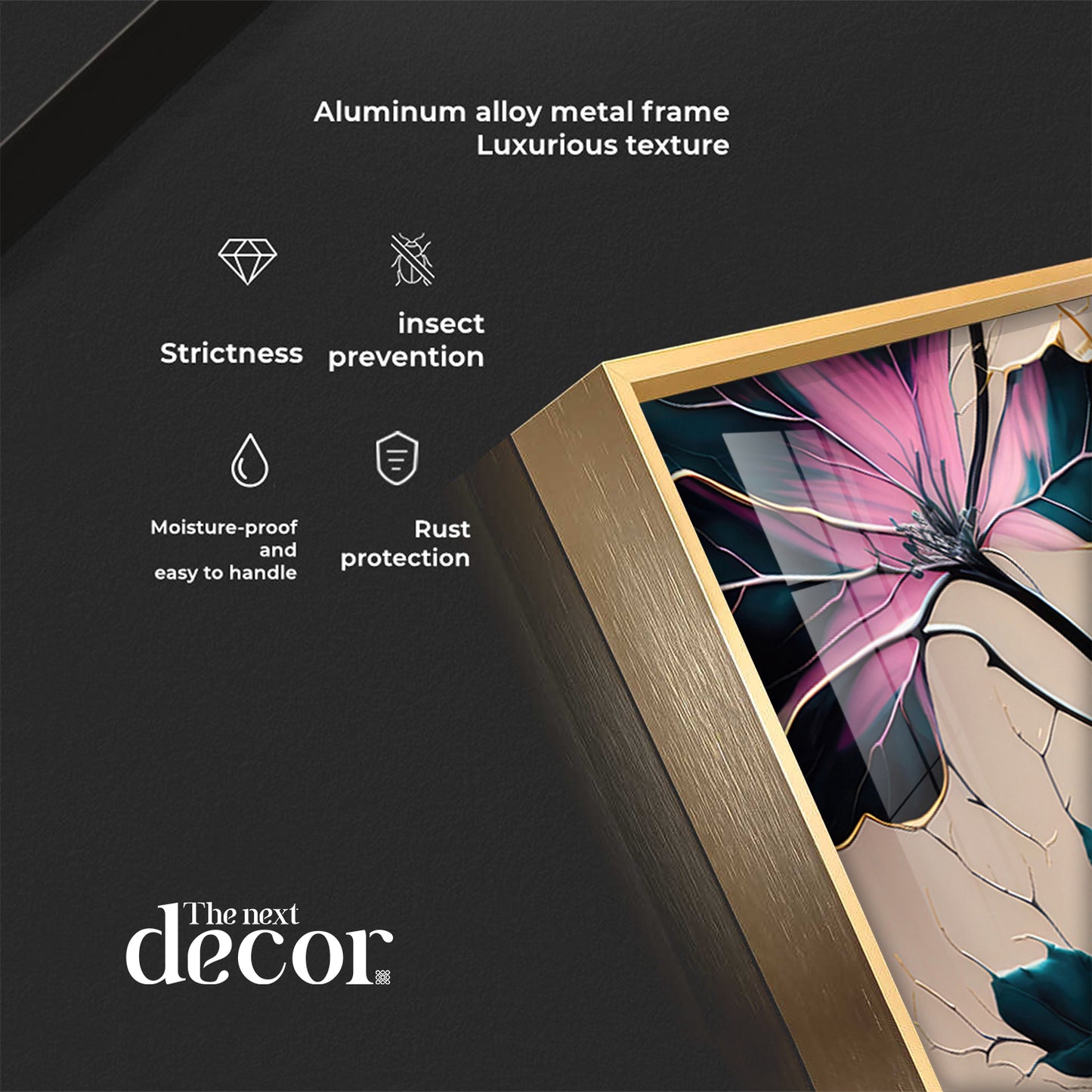 Noir Blossom Majesty Glass Finish Vertical Wall Art