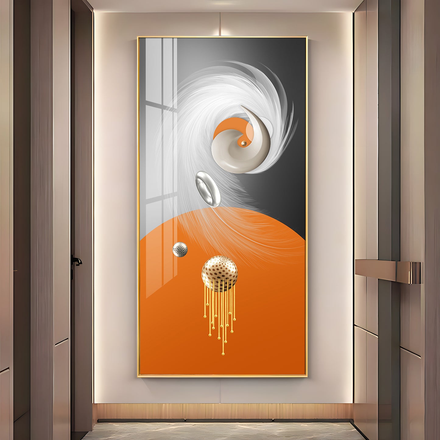 Radiant Fusion Glass Finish Vertical Wall Art