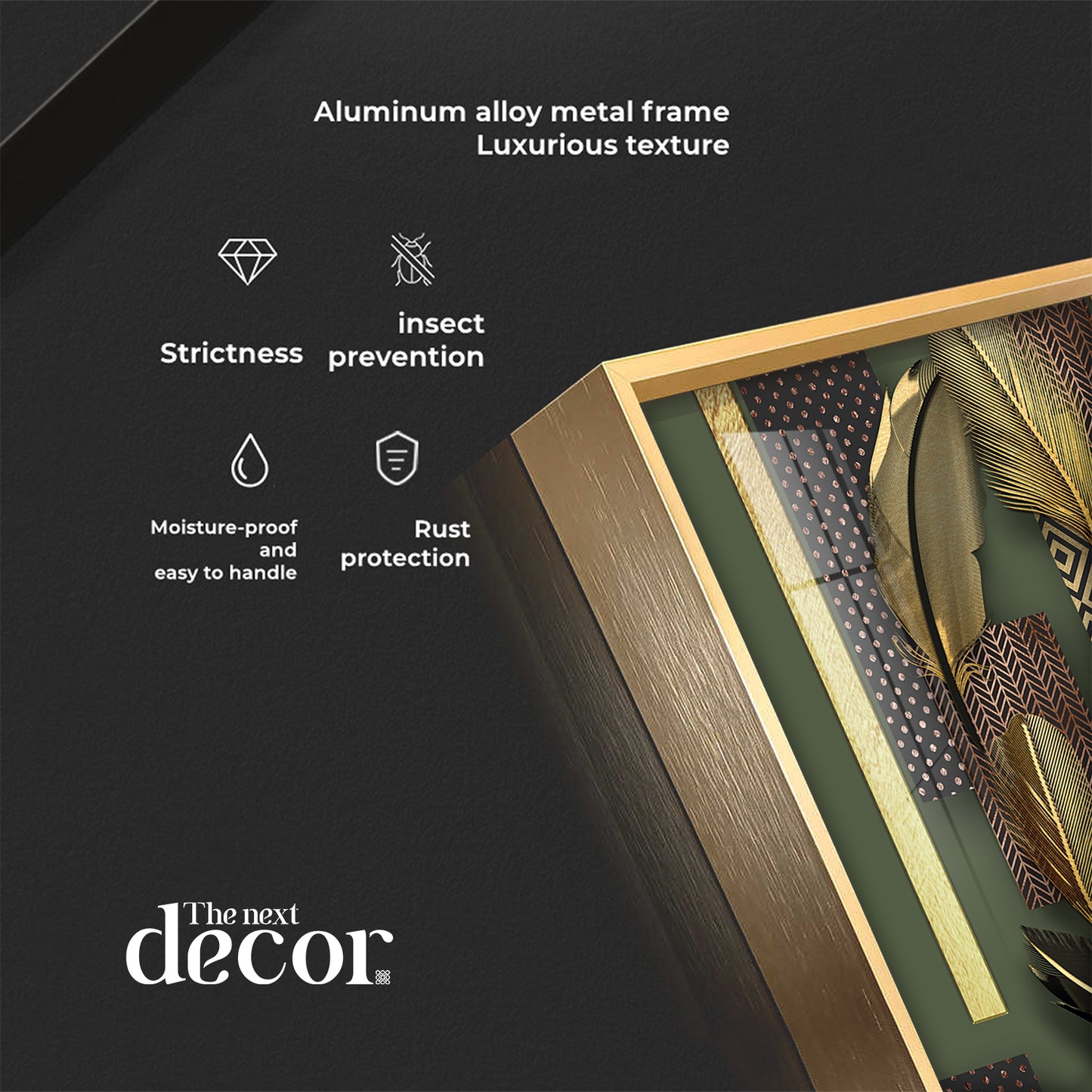 Golden Leaf Elegance Glass Finish Vertical Wall Art