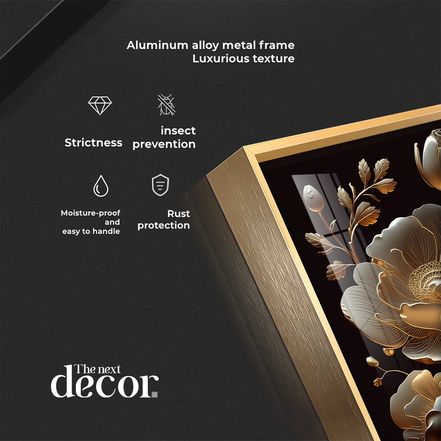 Midnight Floral Symphony Glass Finish Vertical Wall Art