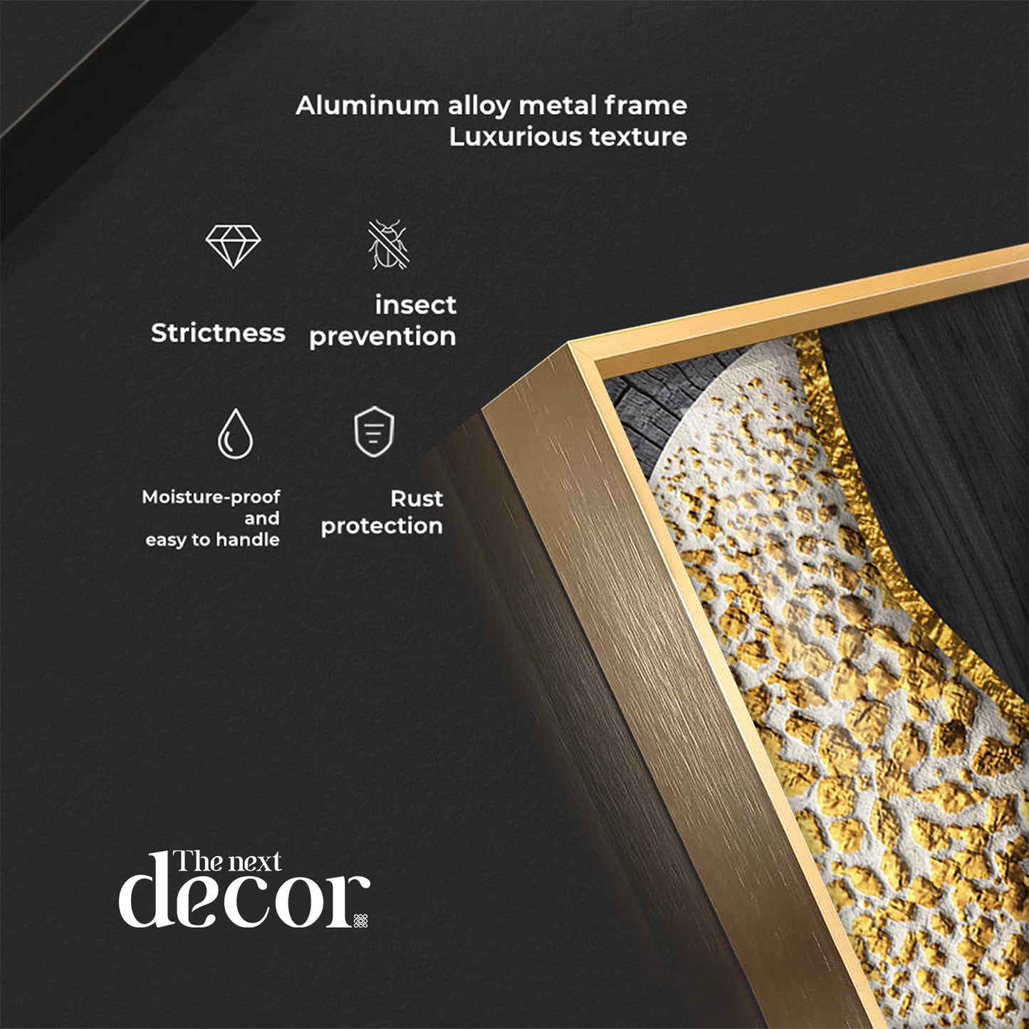Golden Harmony Glass Finish Vertical Wall Art