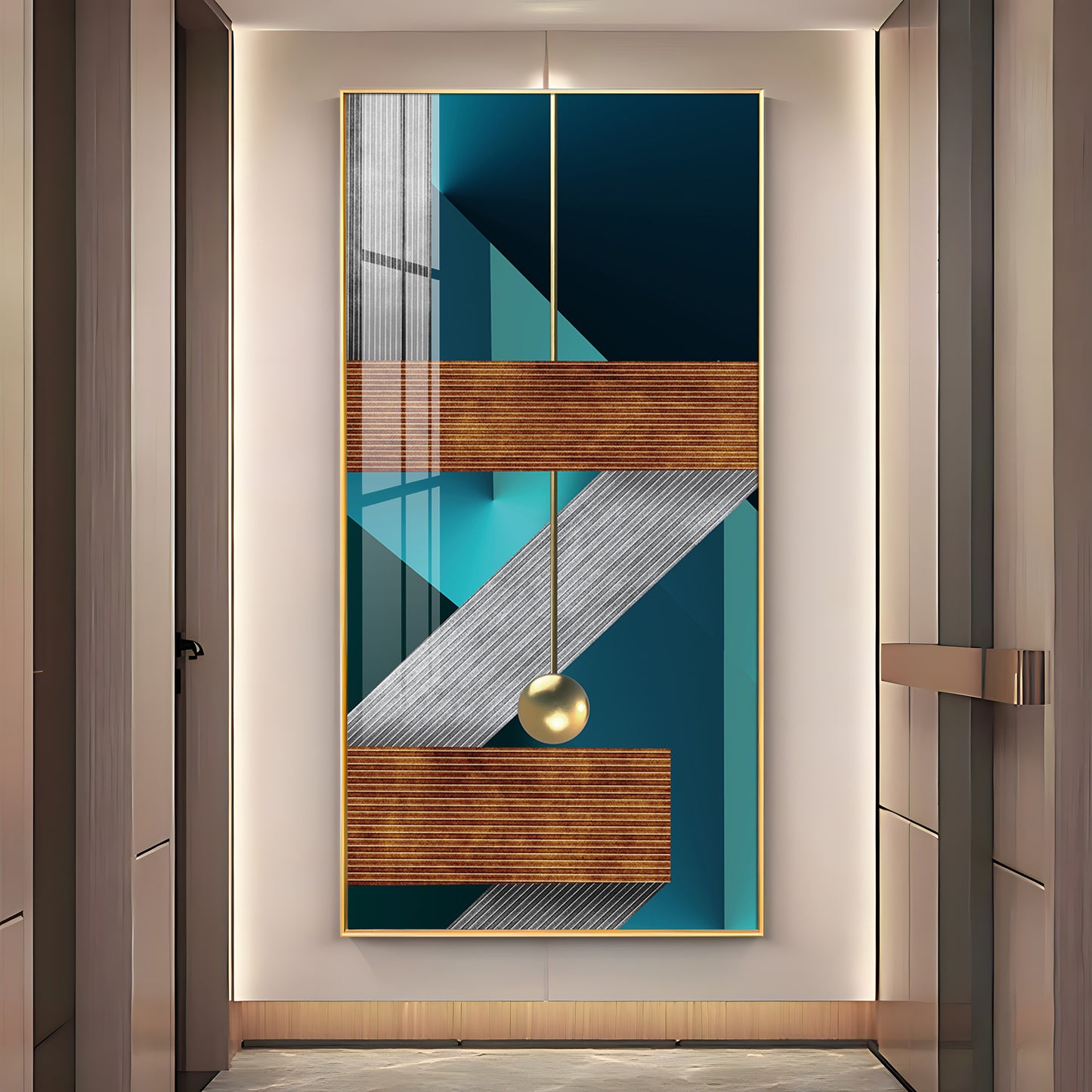 Z Abstraction Glass Finish Vertical Wall Art