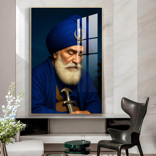 Dhan Dhan Baba Deep Singh Ji Glass Finish Vertical Wall Art