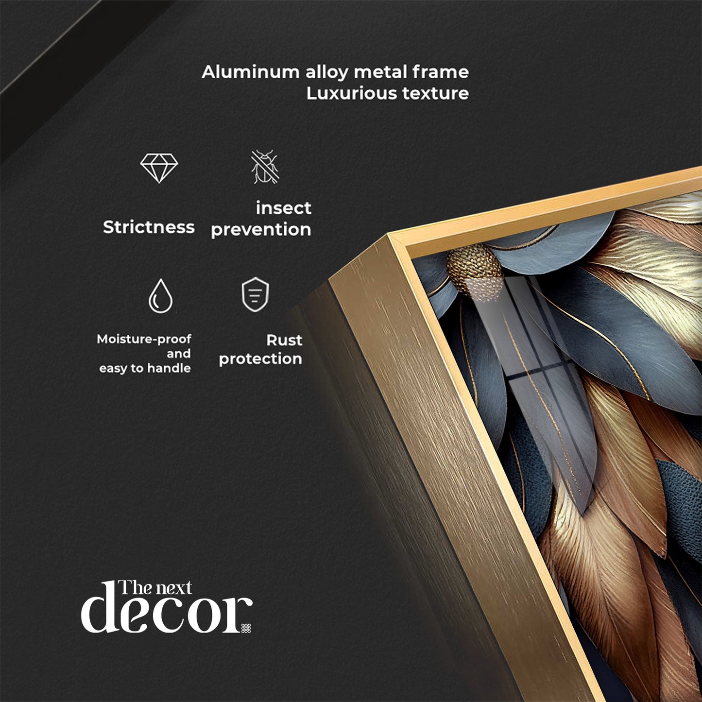 Golden Petal Elegance Glass Finish Vertical Wall Art