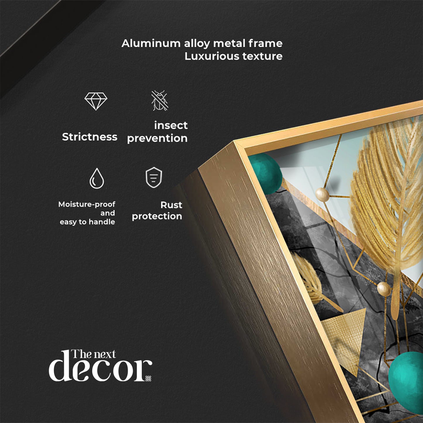 Geometric Luxe Living Glass Finish Vertical Wall Art