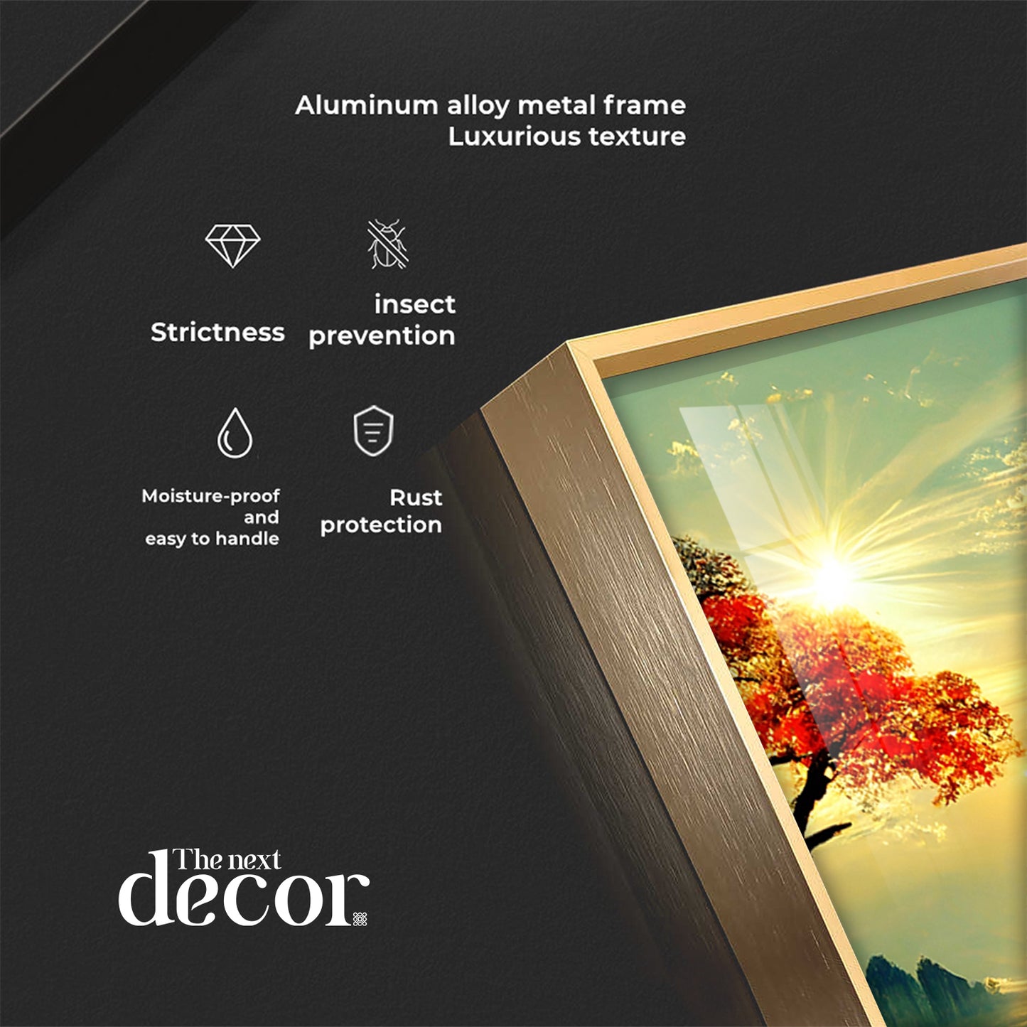 Golden Vista Glass Finish Vertical Wall Art