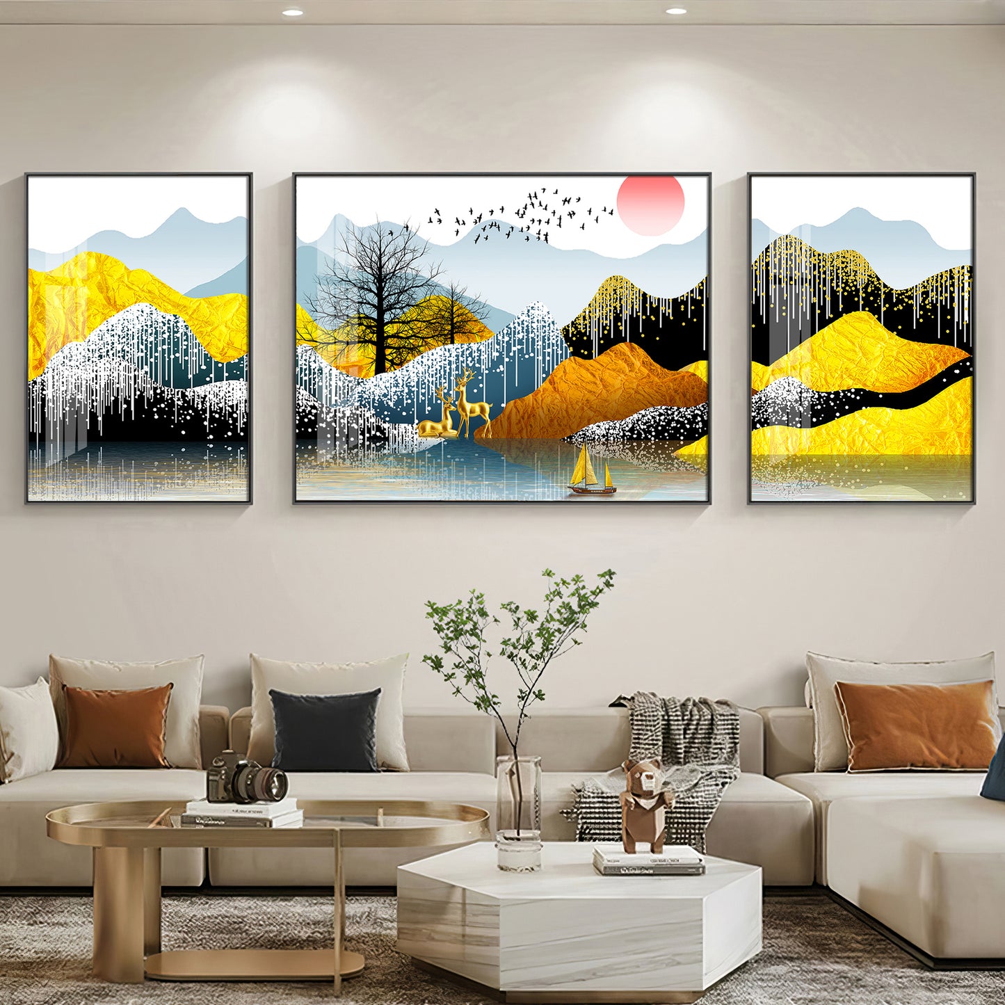 Majestic Mountain Views Glass Finish Wall Art (Set Of 3)