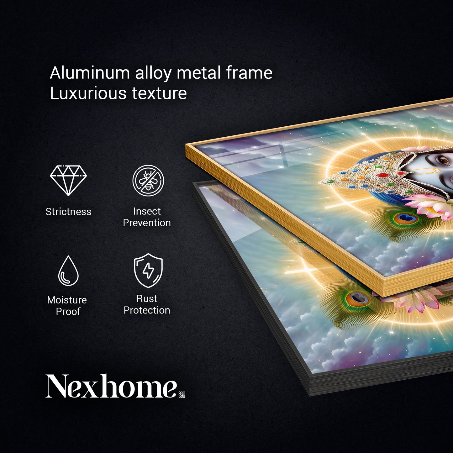 Krishna's Tranquil Abode Glass Finish Vertical Wall Art