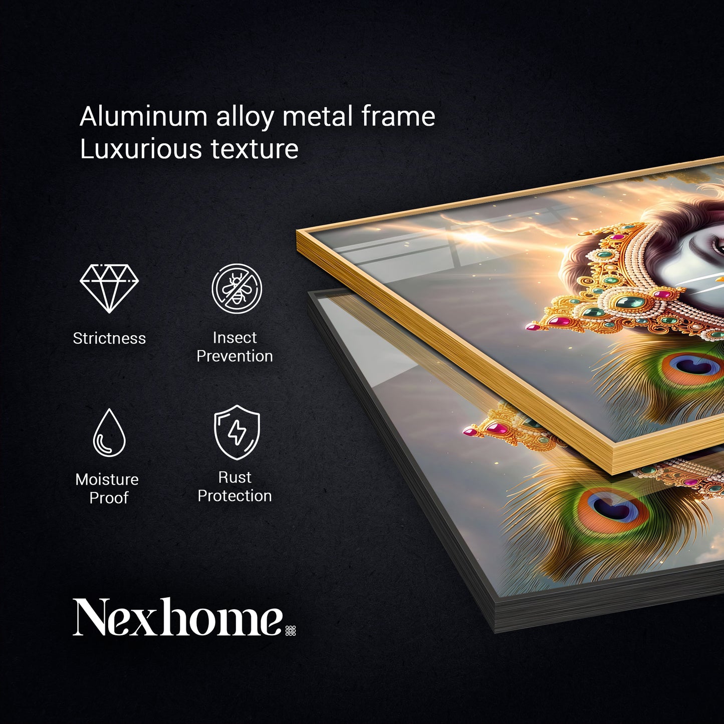 Shri Krishna Ji With Flute Glass Finish Vertical Wall Art