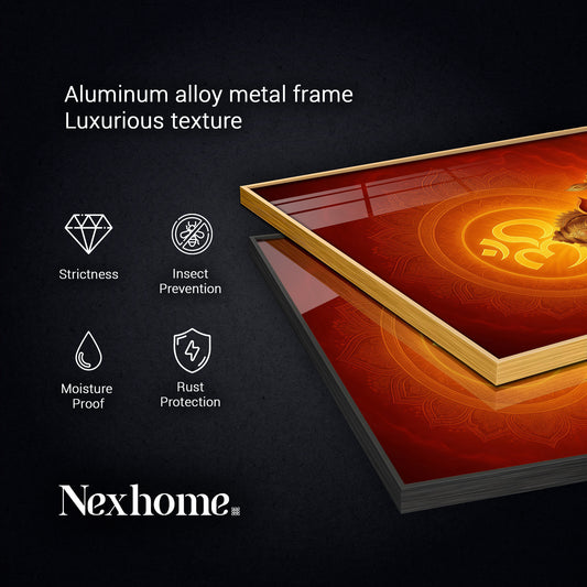 Hindu Lord Ganesh Ji Glass Finish Vertical Wall Art