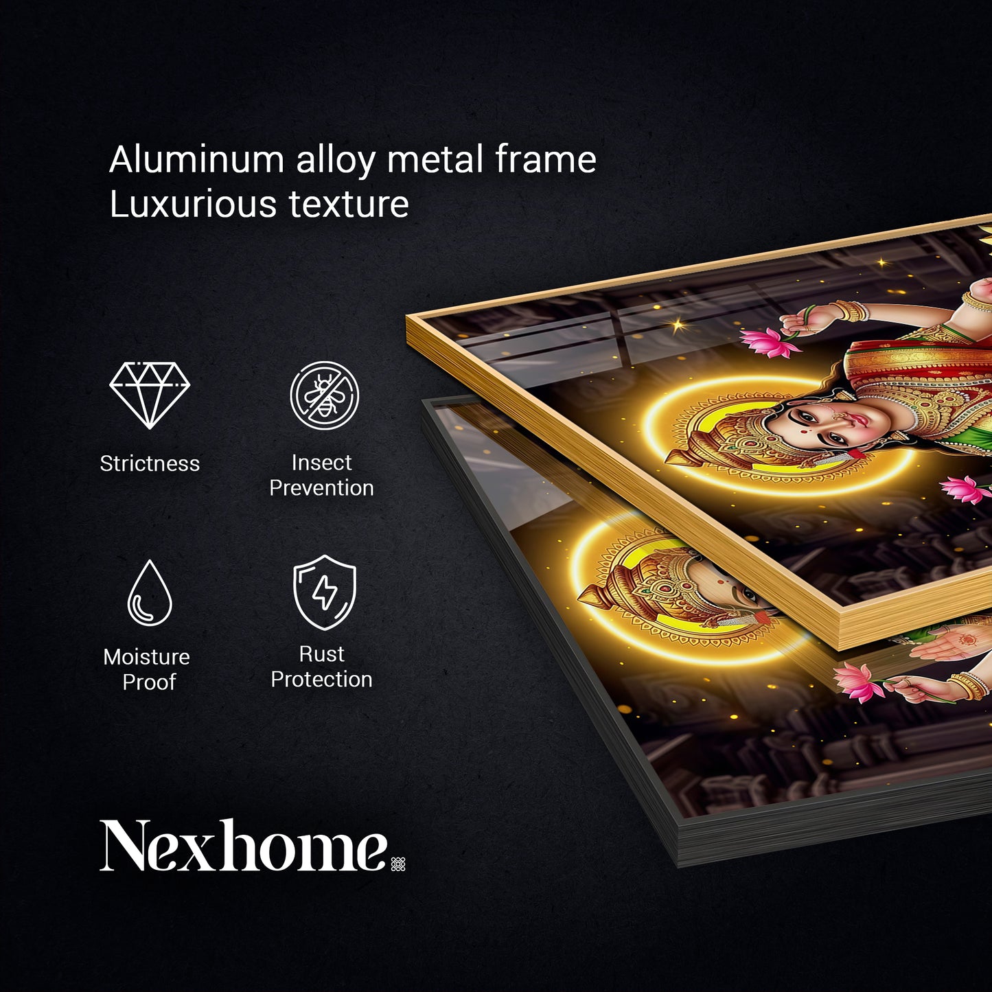 Lakshmi's Blessing Glass Finish Vertical Wall Art