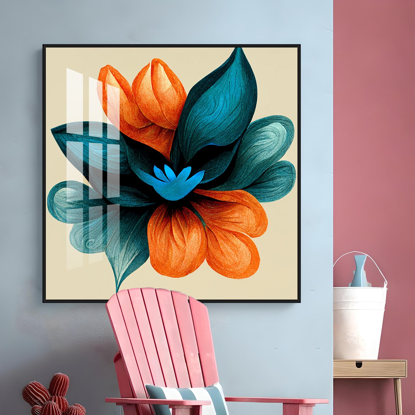 Abstract Ethereal Petals Glass Finish Square Wall Art