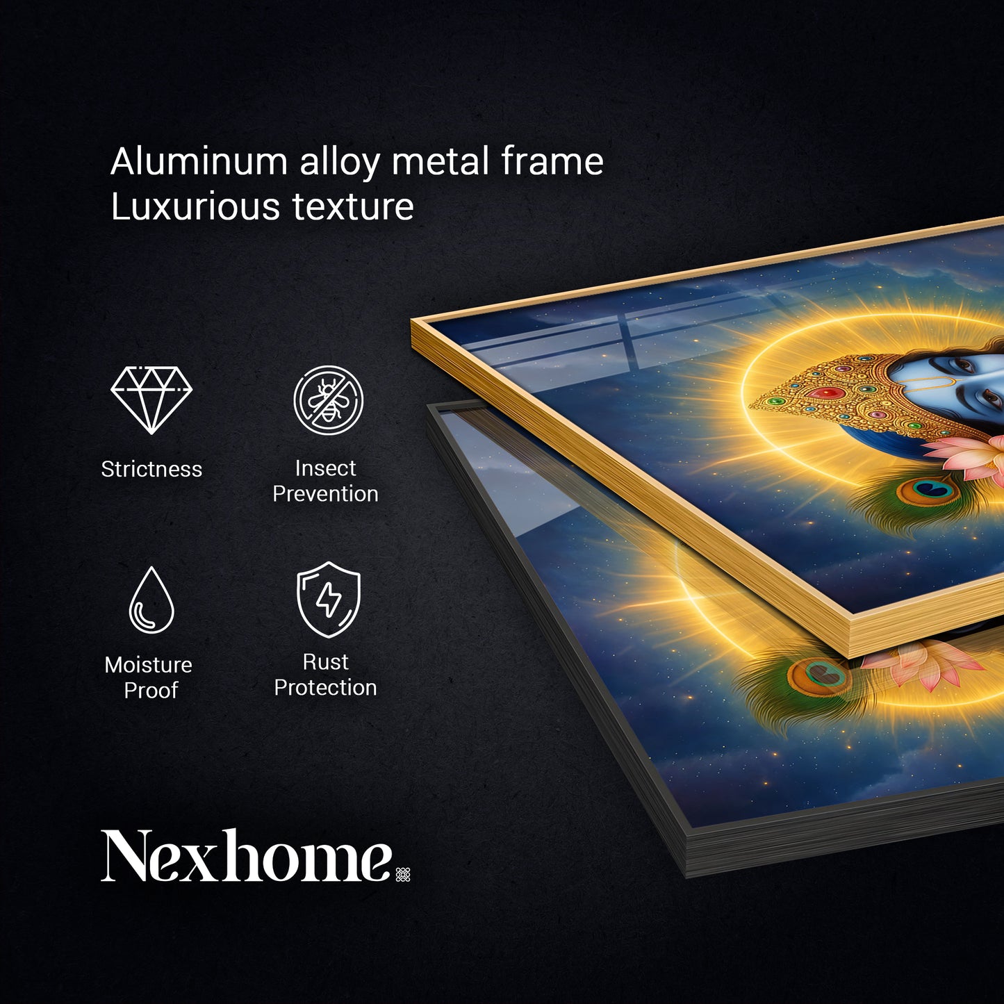 Krishna's Artistry for Modern Homes Glass Finish Vertical Wall Art