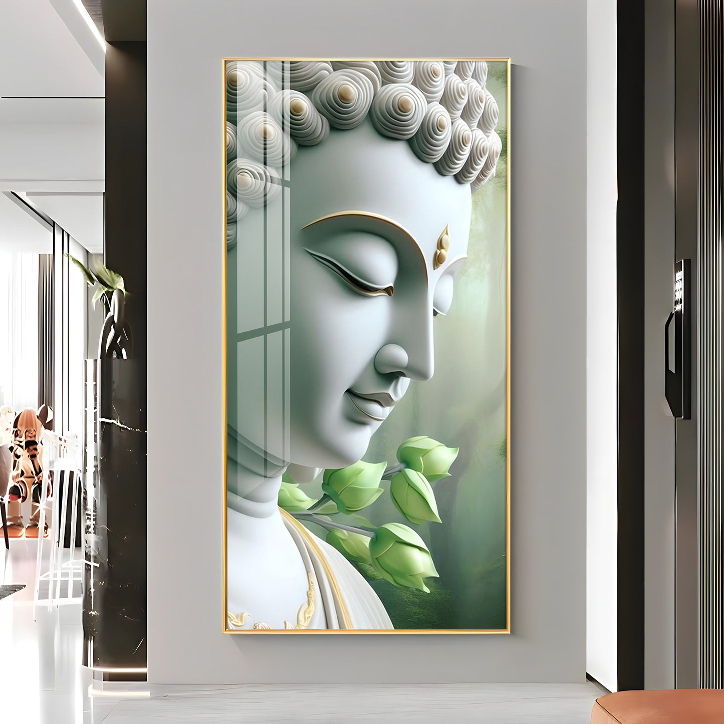 Enlightened Presence Glass Finish Vertical Wall Art
