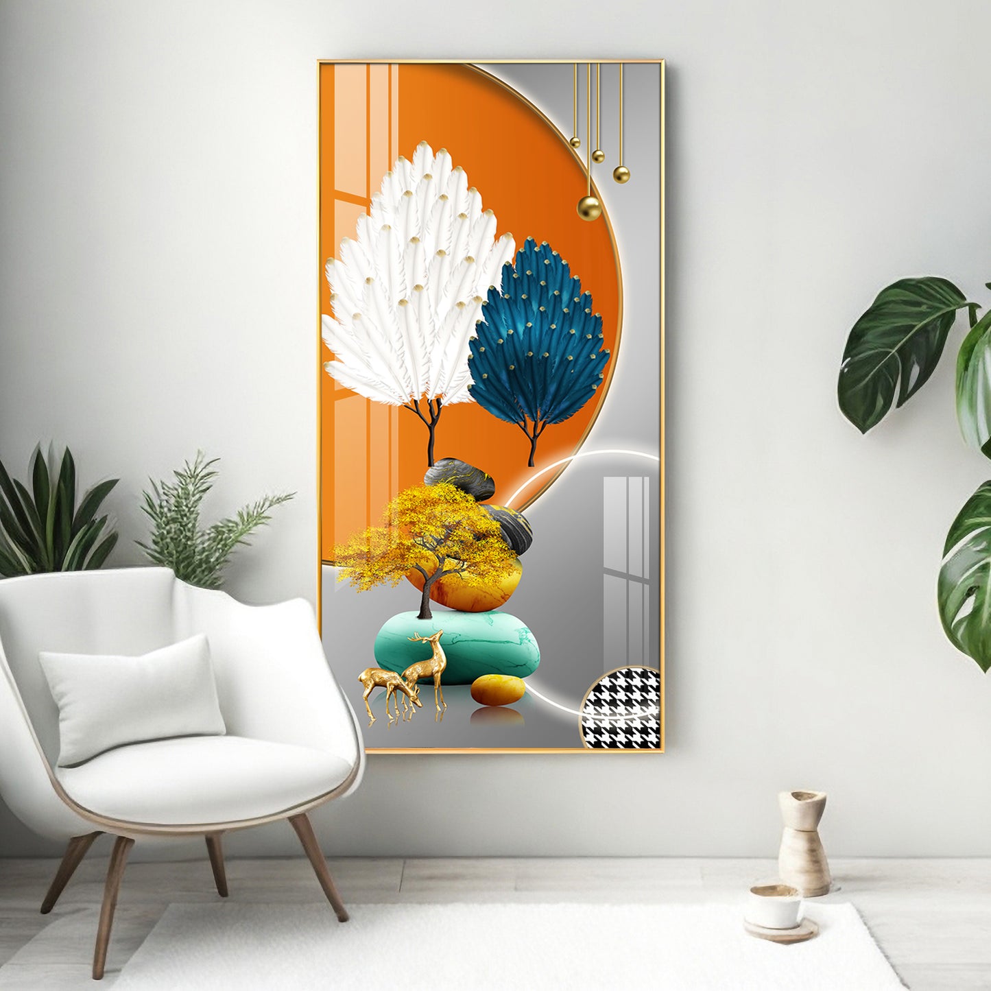 Orange Blossom Glass Finish Vertical Wall Art