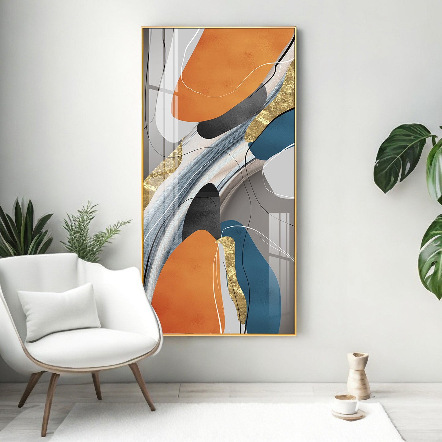 Vivid Abstraction Glass Finish Vertical Wall Art