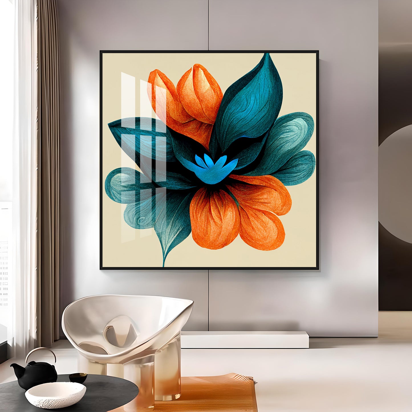 Abstract Ethereal Petals Glass Finish Square Wall Art