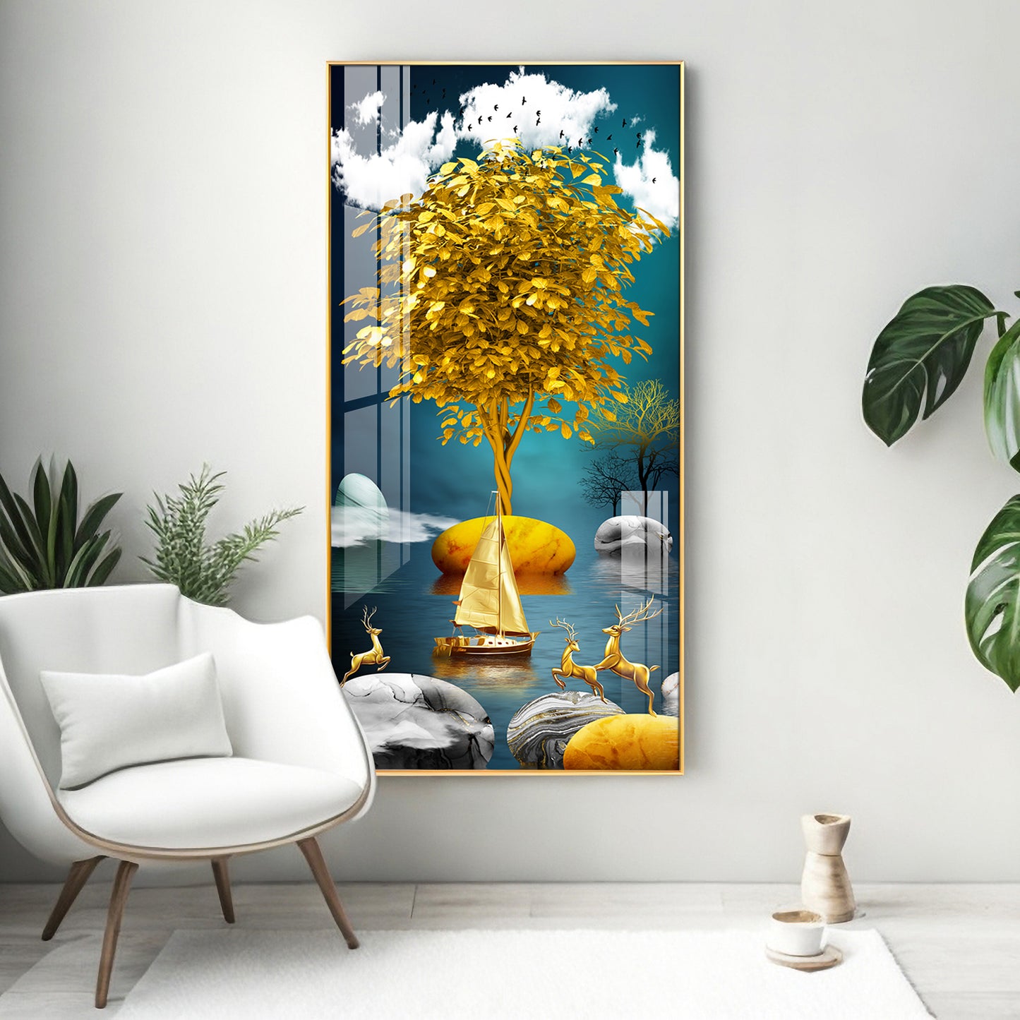 The Living Art Glass Finish Vertical Wall Art