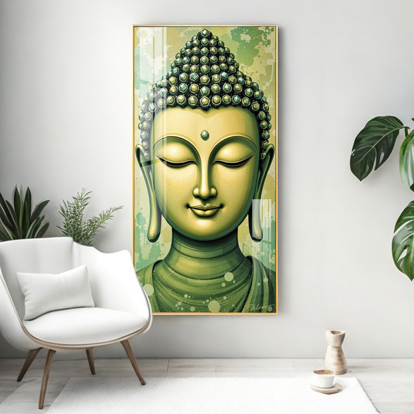 Budha Surreal portrayal Glass Finish Vertical Wall Art