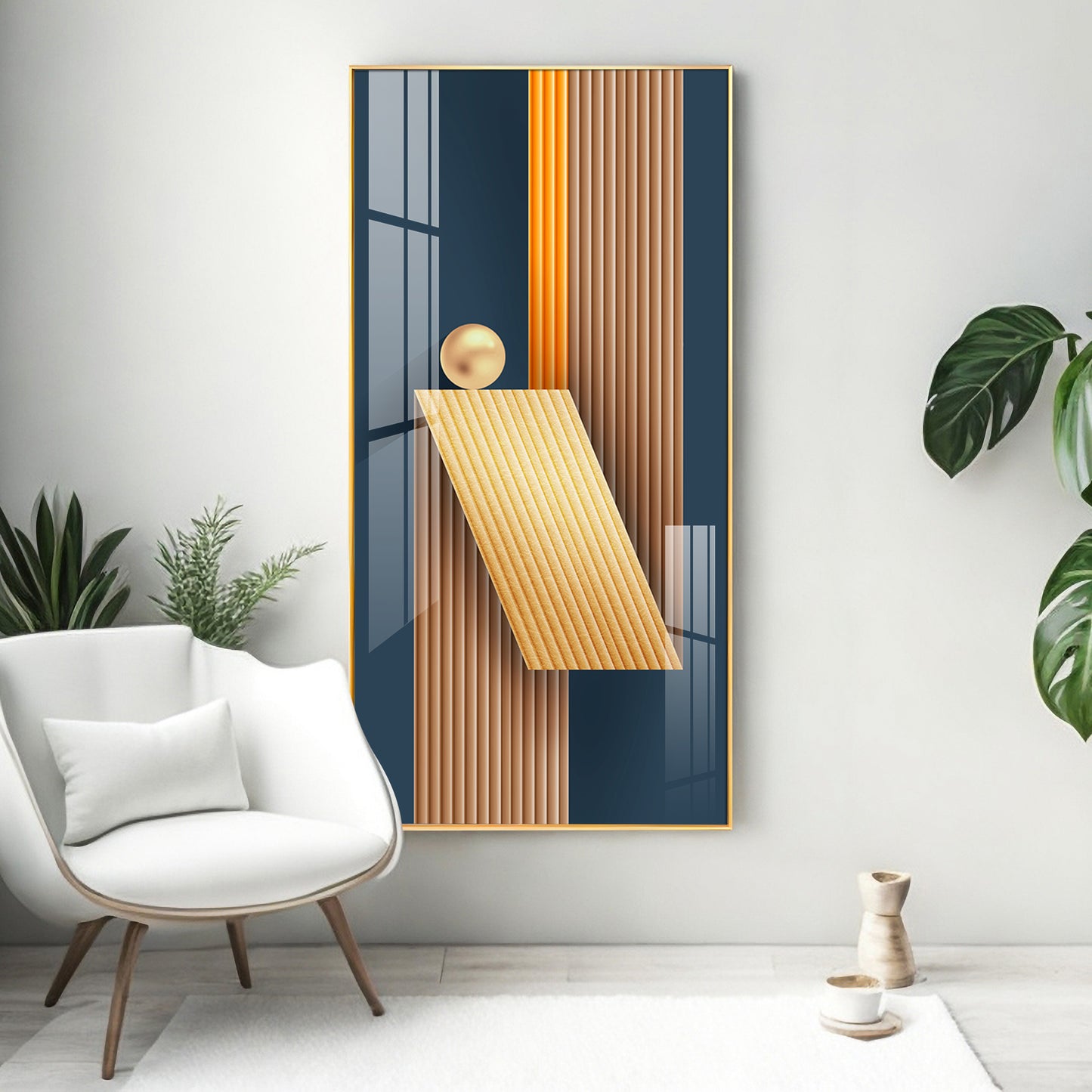 Unfold Abstraction Glass Finish Vertical Wall Art