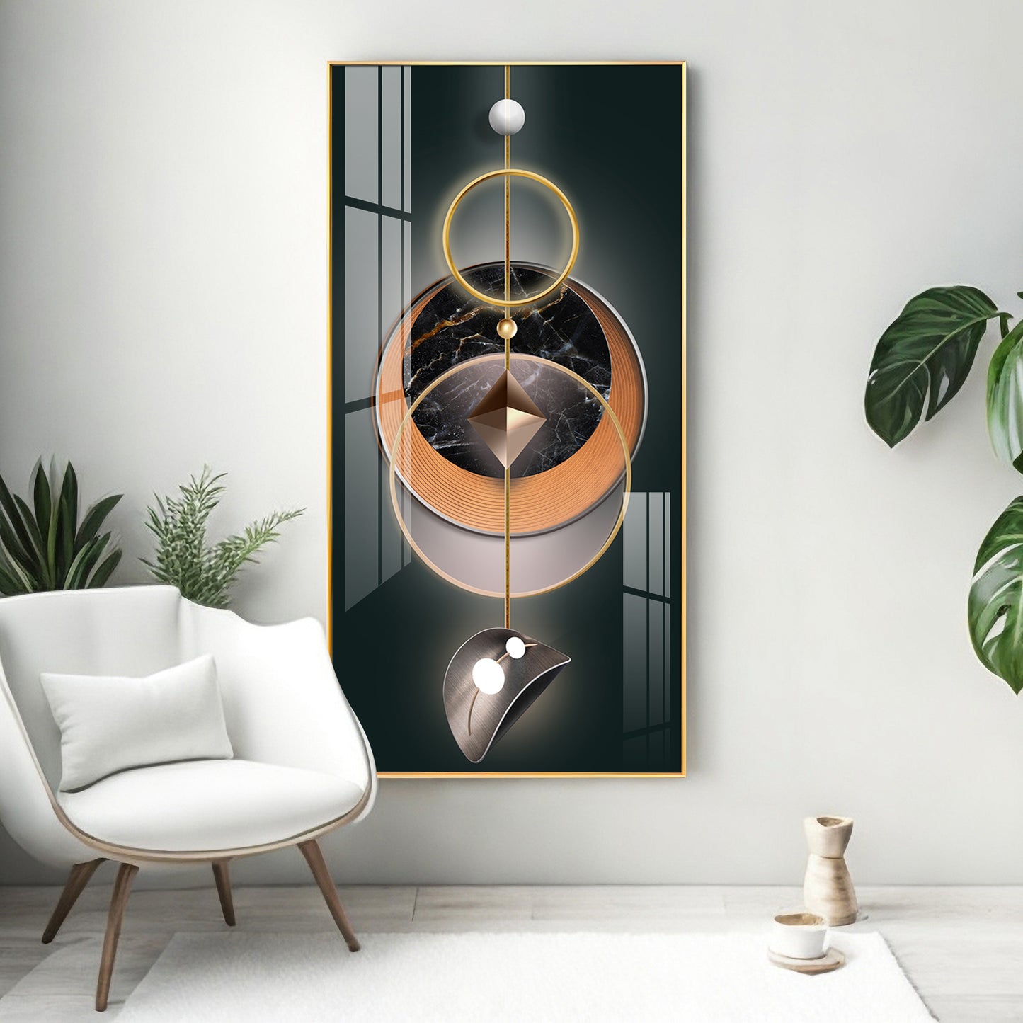 Urban Aesthetic Glass Finish Vertical Wall Art