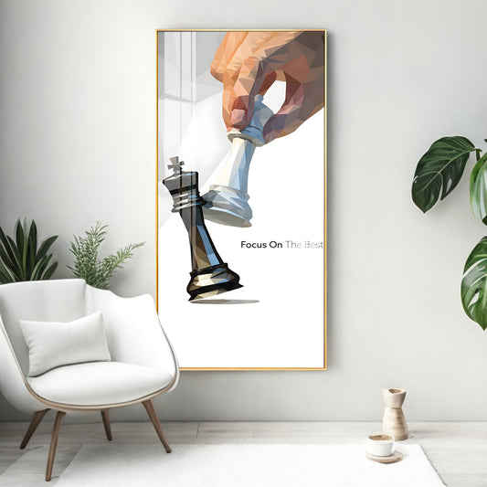Focus On The Best Motivational Glass Finish Vertical Wall Art
