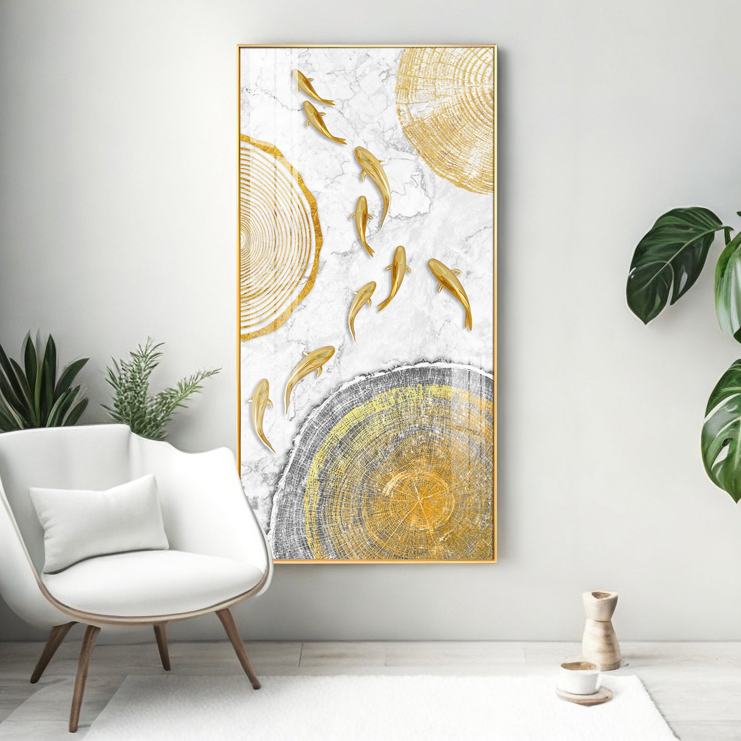 Radiant Fins Glass Finish Vertical Wall Art