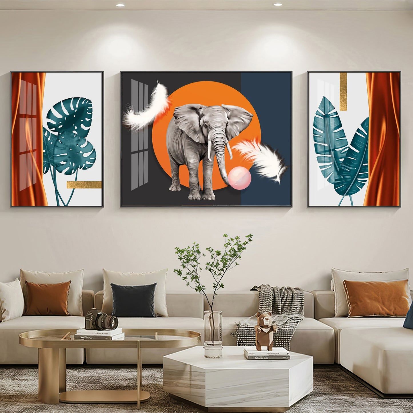 Alpha Aura Glass Finish Wall Art (Set Of 3)