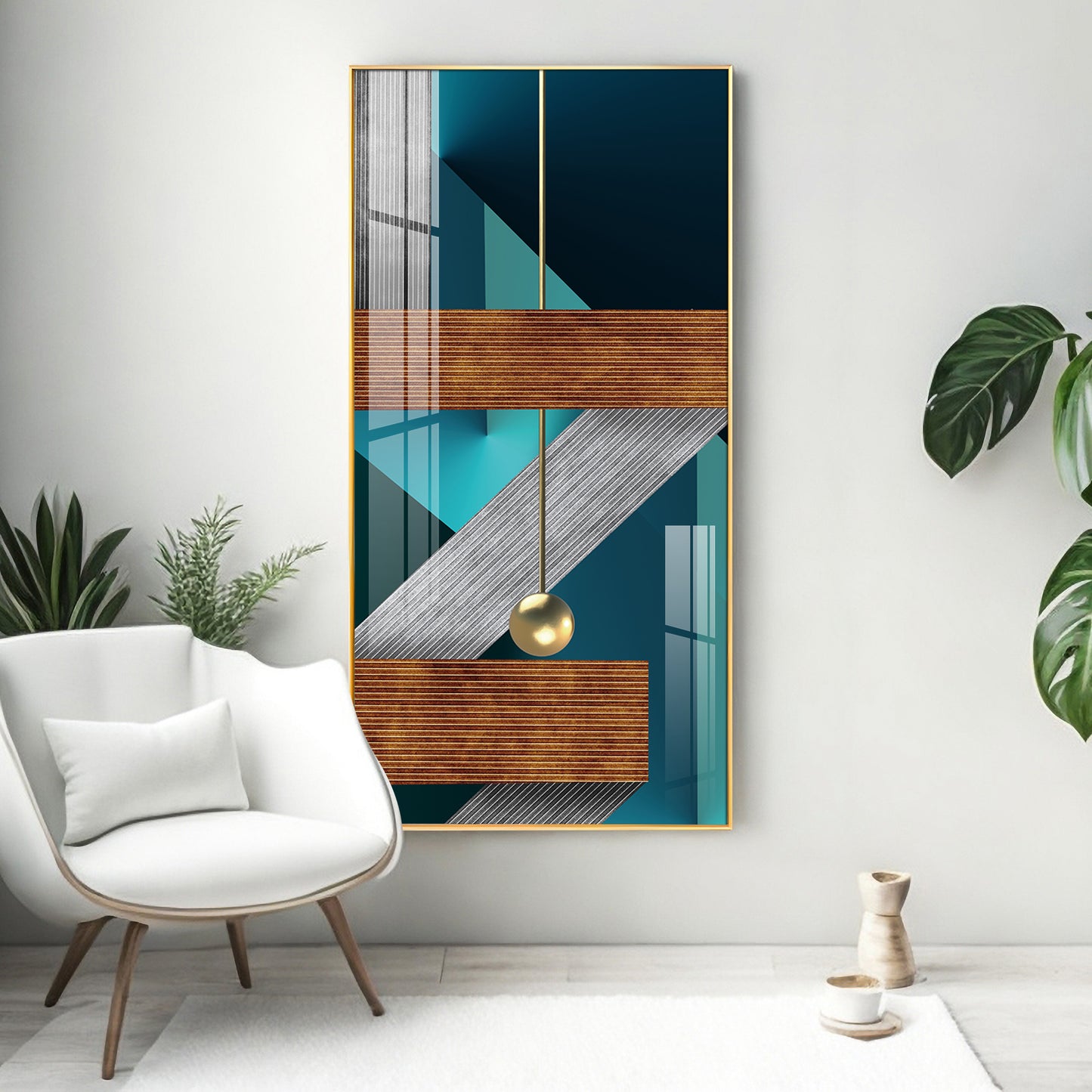 Z Abstraction Glass Finish Vertical Wall Art