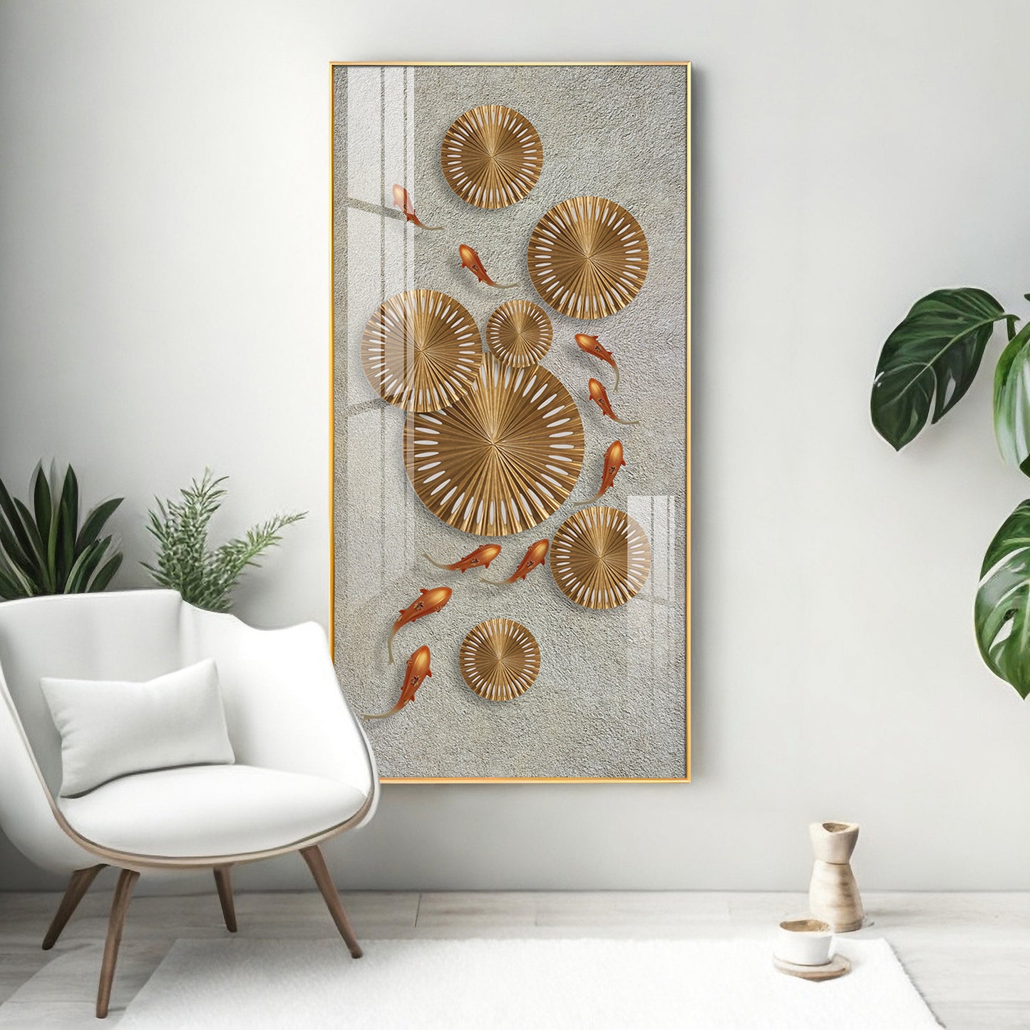 Modern Art Frame Glass Finish Vertical Wall Art