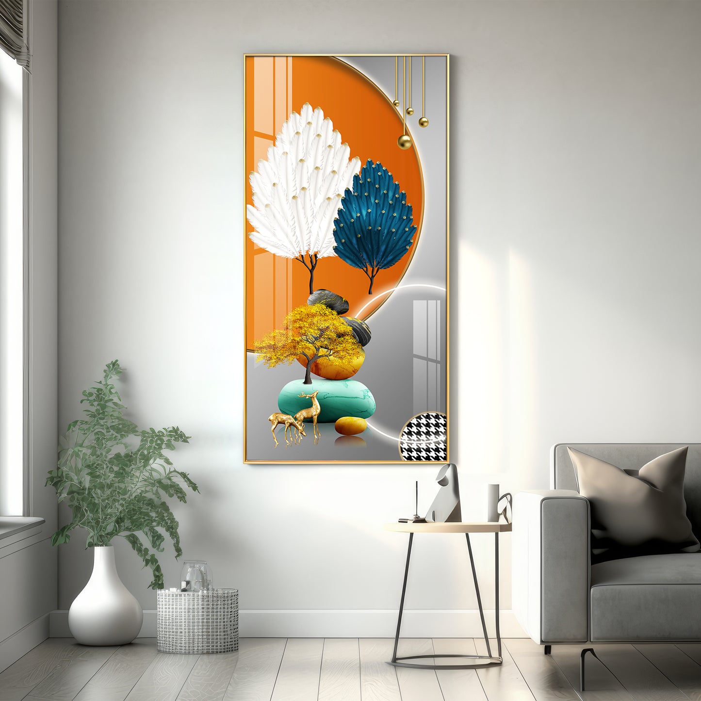 Orange Blossom Glass Finish Vertical Wall Art