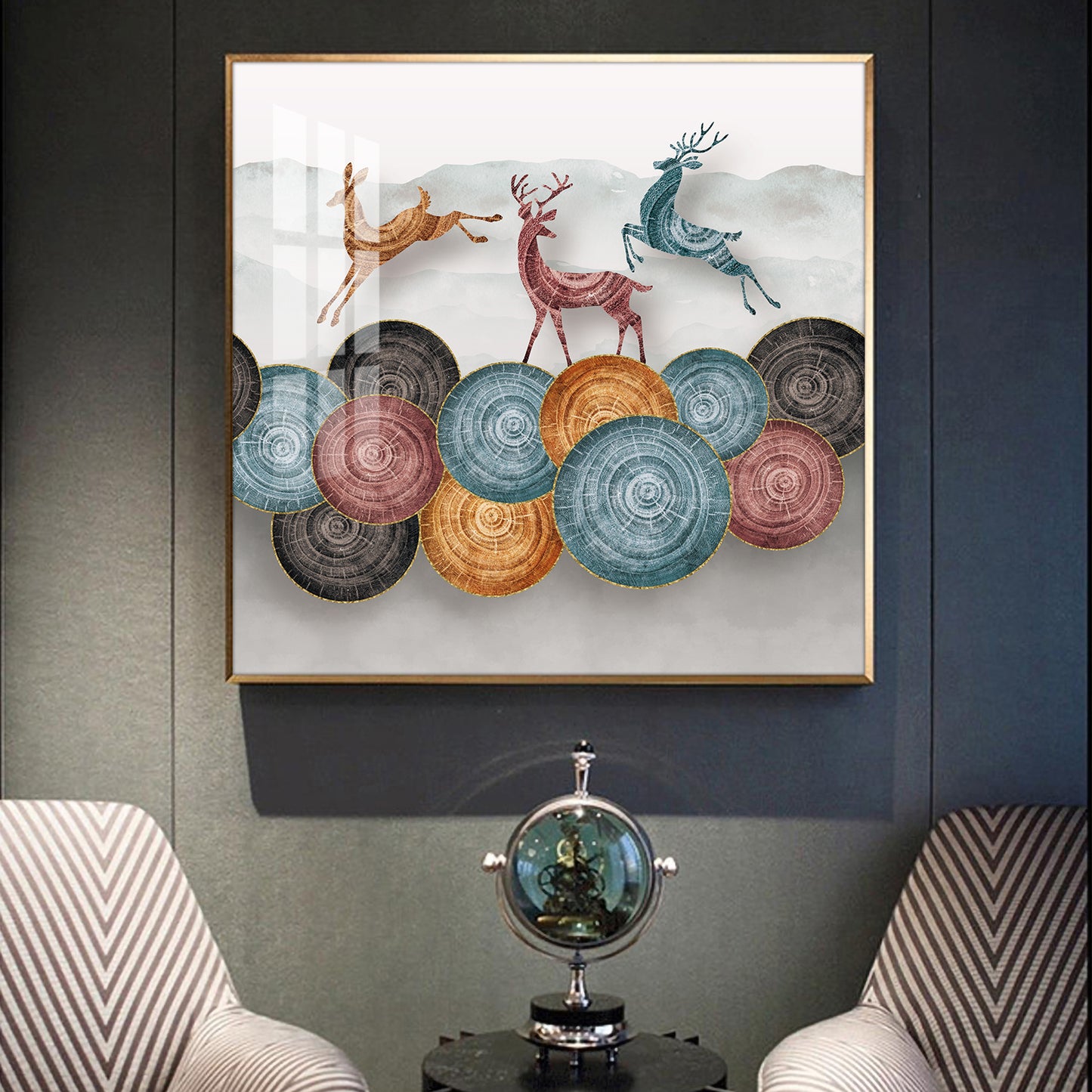 Deer’s Odyssey Glass Finish Square Wall Art