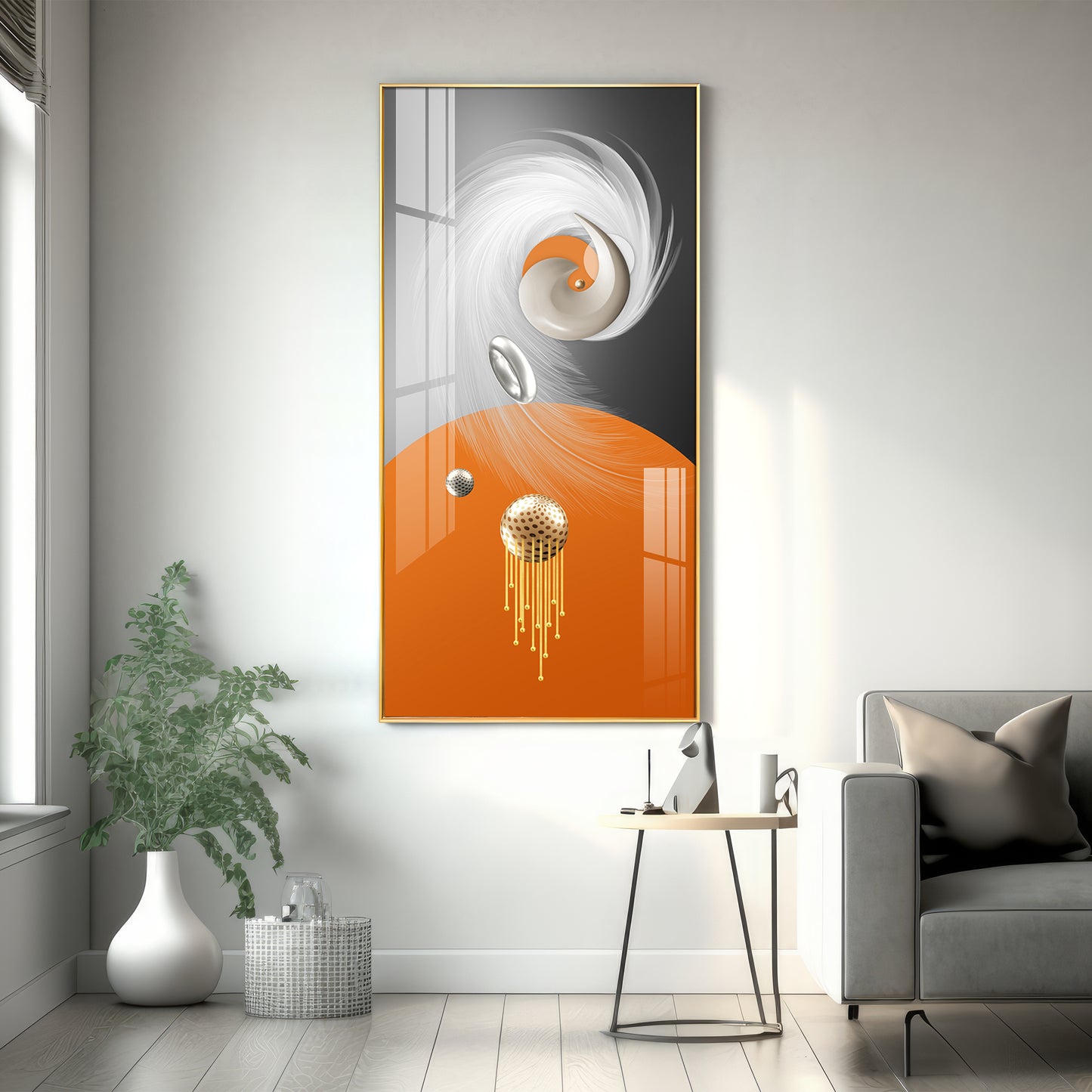 Radiant Fusion Glass Finish Vertical Wall Art