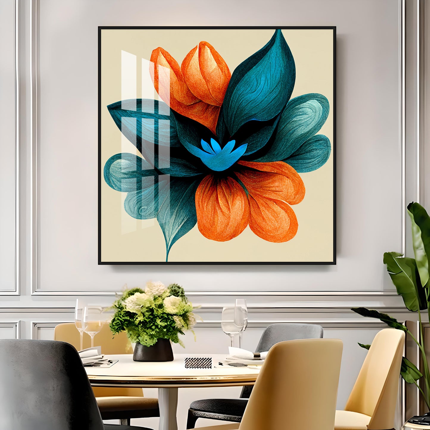 Abstract Ethereal Petals Glass Finish Square Wall Art